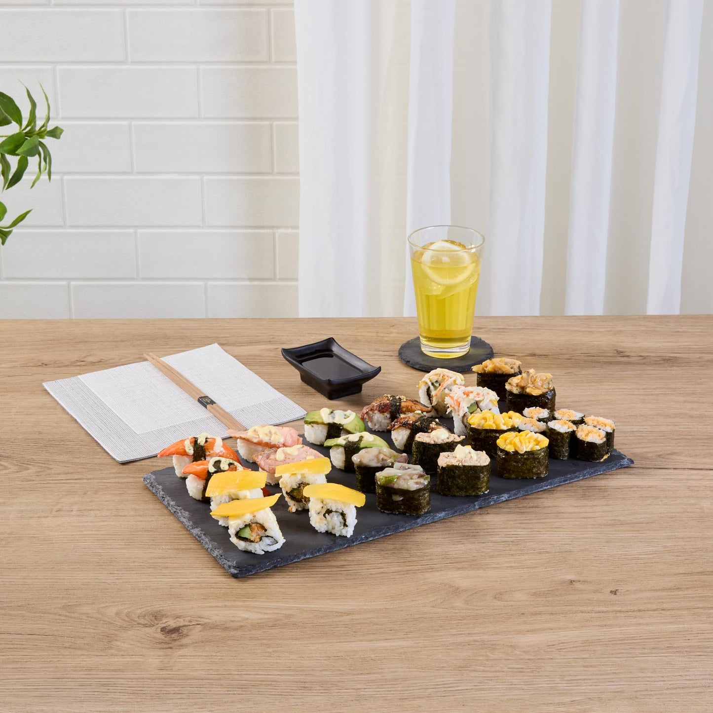 Restaurantware Rectangle Slate Platter 1 Count 15.7 x 7.8 Inch Scratch-Resistant Slate Cheese Board Modern Serving Tray Black Rustic Design for Charcuterie and Appetizers