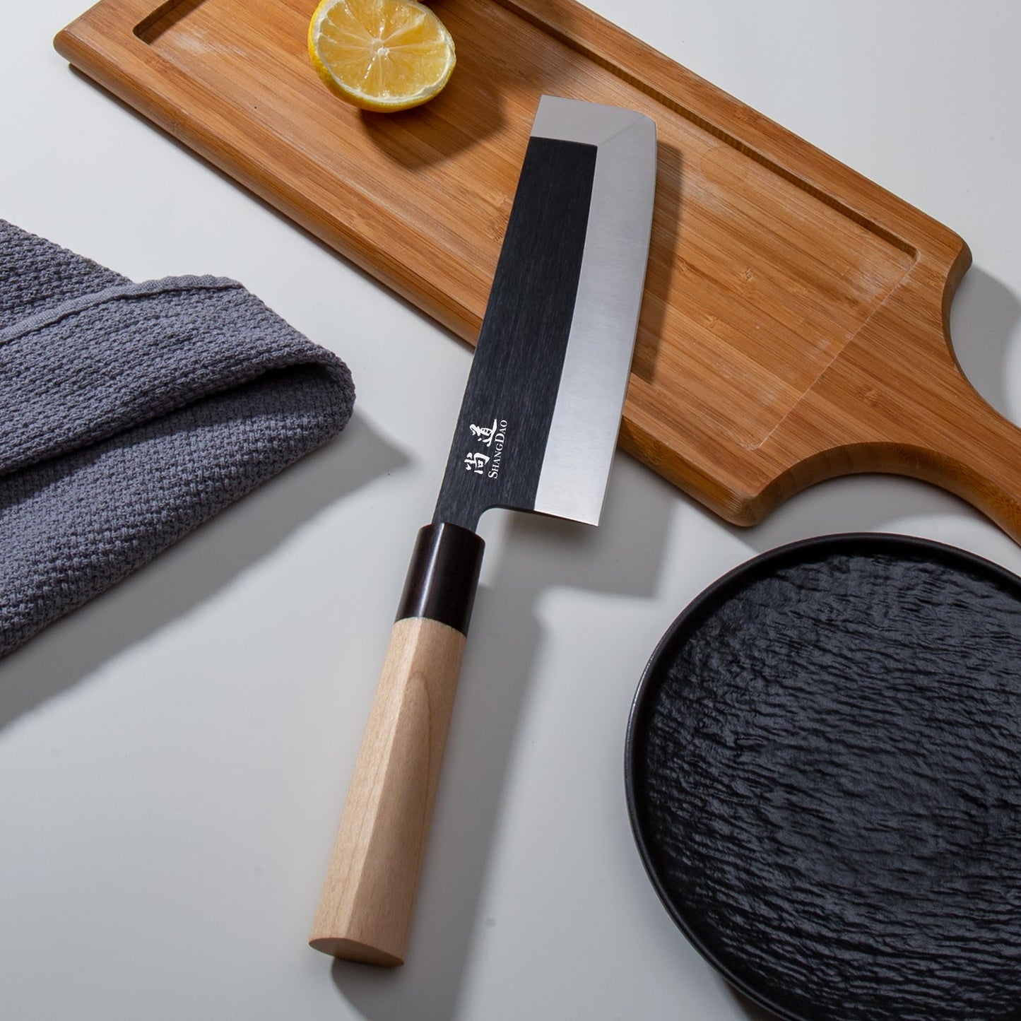 SHANGDAO Japanese Kitchen Chef Set Of 4 Knives Set Sushi Knife Set, Nakiri-Yanagiba-Deba-Utility Kitchen Knife,Fish Slicing Filleting Knife Sets, German Steel