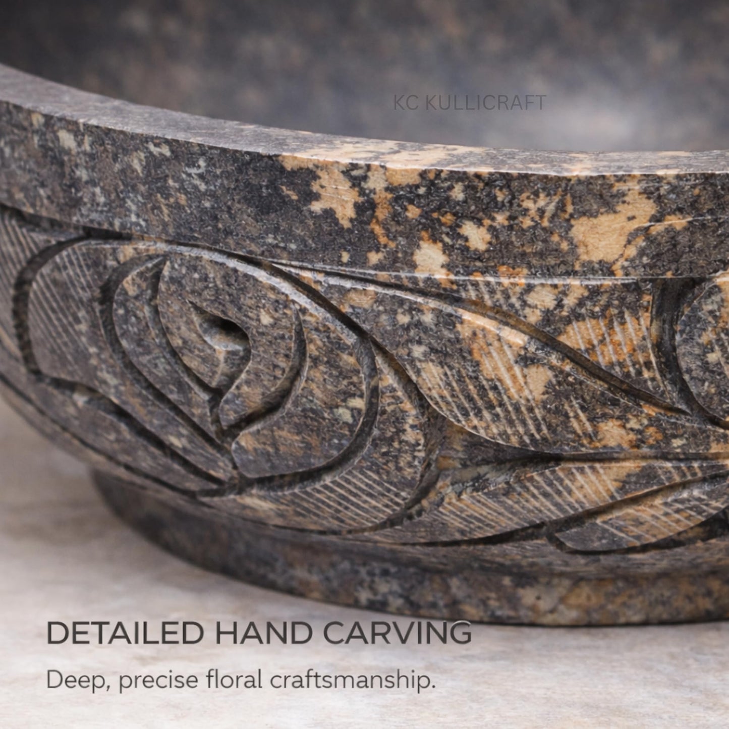 KC KULLICRAFT Marble Soapstone Natural Smudge Pot | Stone Bowl | Scrying And Smudge Bowl (Scrying - Bowls & Mirrors) (5 Inch) From India. Handmade Leaf Carved Design.
