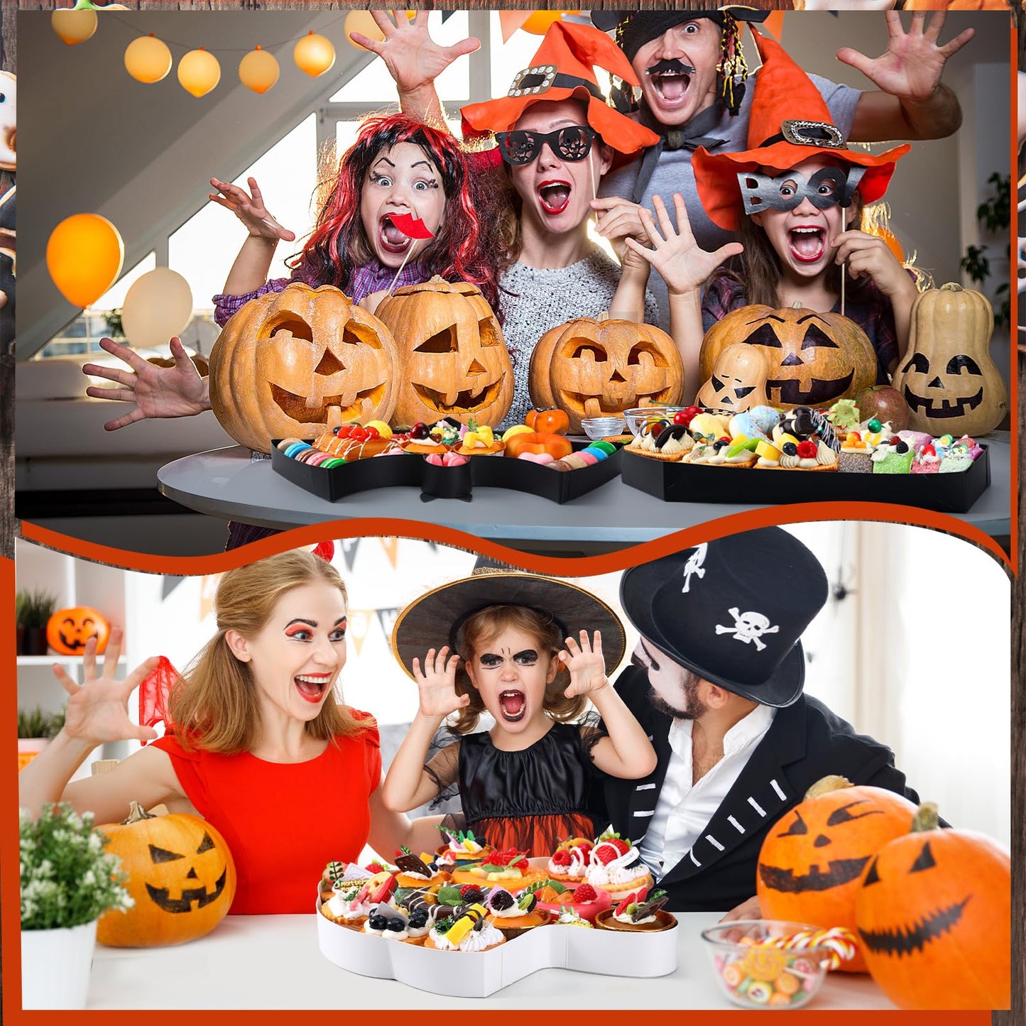 3 Pcs Halloween Fillable Cardboard Tray 13.4'' Ghosts Bats Coffins Charcuterie Paper Box Halloween Serving Food Tray Gift for Halloween Snack Cookies Candy Party Supplies