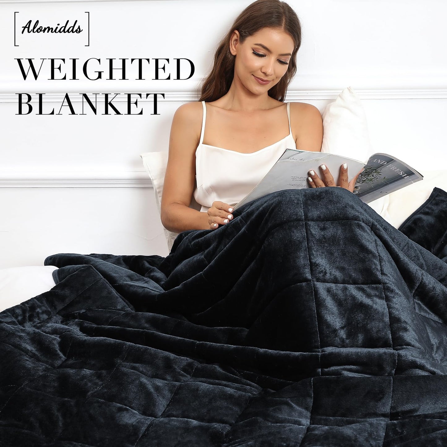 Alomidds Weighted Blanket Queen Size 15lbs 60x80 inches,Soft Plush Fleece Throw Weighted Blankets with Cozy Warm Sherpa,Ultra Fuzzy Heavy Blanket Microfiberfor Sofa Bed, Dark Grey