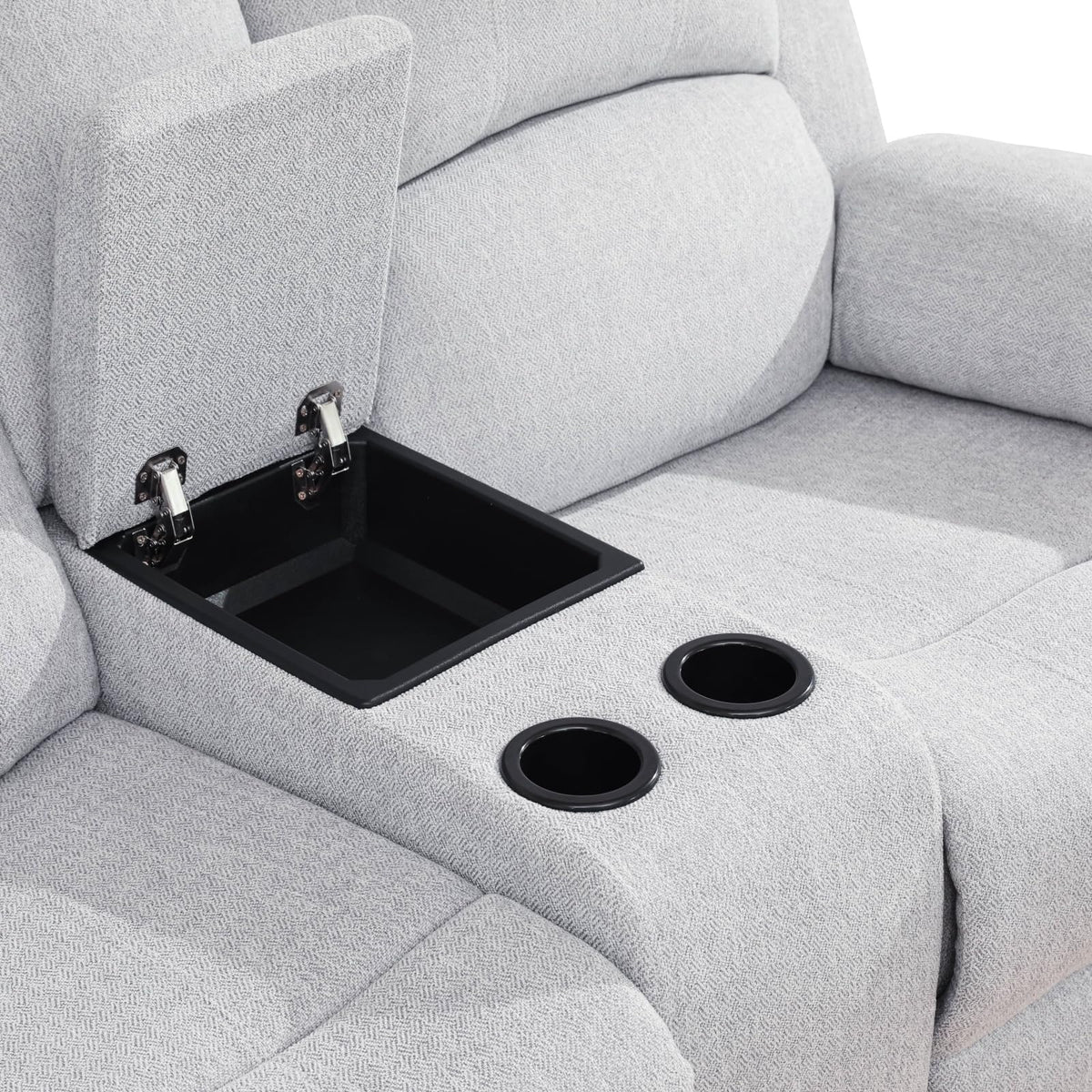 Trygoal Linen Recliner Sofa Set, Living Room Furniture Set, Adjustable Backrest Reclining Loveseat Sofa with Storage Console & Cup Holders, Manual Recliner Chair for House, Home Theater, Grey