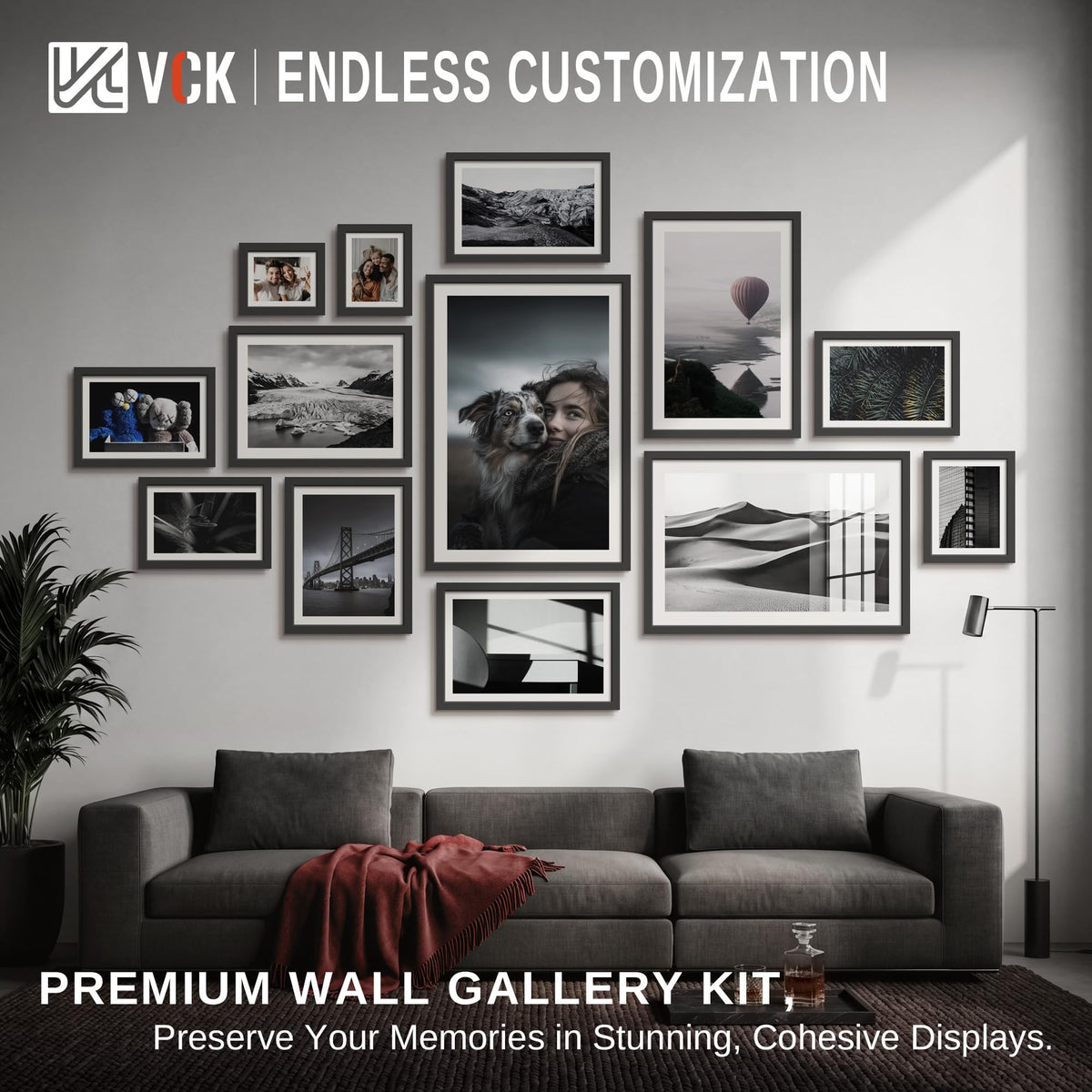 VCK 8x10 Picture Frame Set of 3, Black Wood 8 x 10 Photo Frames for Wall Mounting Horizontally & Vertically