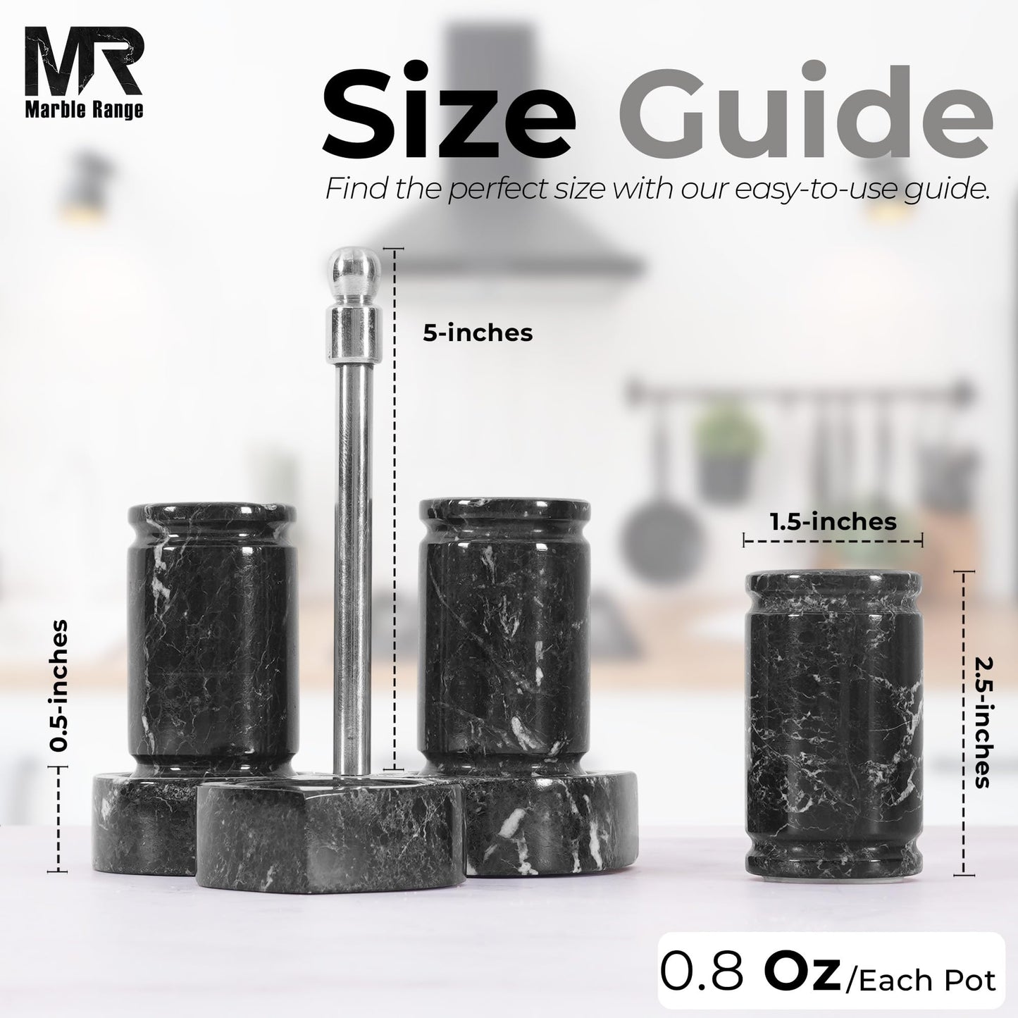 Marble Salt and Pepper Shakers Set of 3 – Handmade Black Stone Spice Shakers 0.8 oz with Tray, Elegant Tabletop Seasoning Set for Kitchen Countertop & Dining Table, Saleros Decorativos