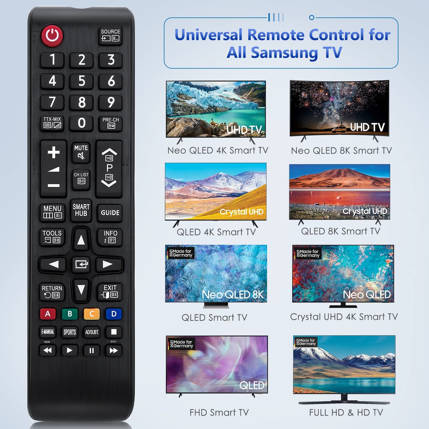 Replacement for Samsung TV Remote,Universal for Samsung Smart TV Remote Controls,with Teletext Button