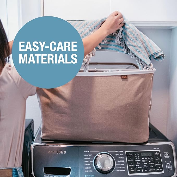CleverMade Collapsible Laundry Basket LUXE 2 Pack – 60L Foldable Cotton Blend