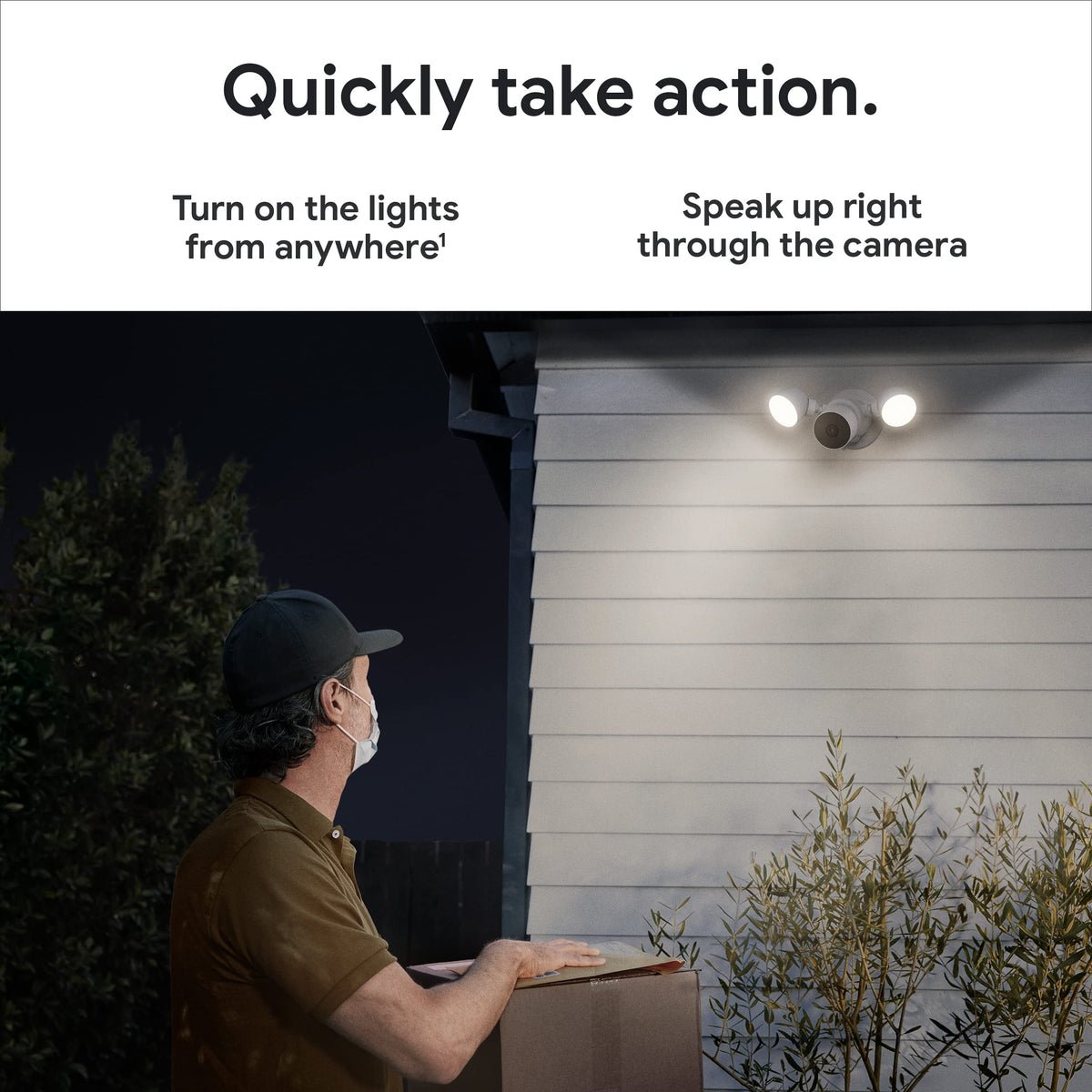 Google Nest Cam with Floodlight - Outdoor Camera - Floodlight Security Camera, White, 1 Count (Pack of 1)
