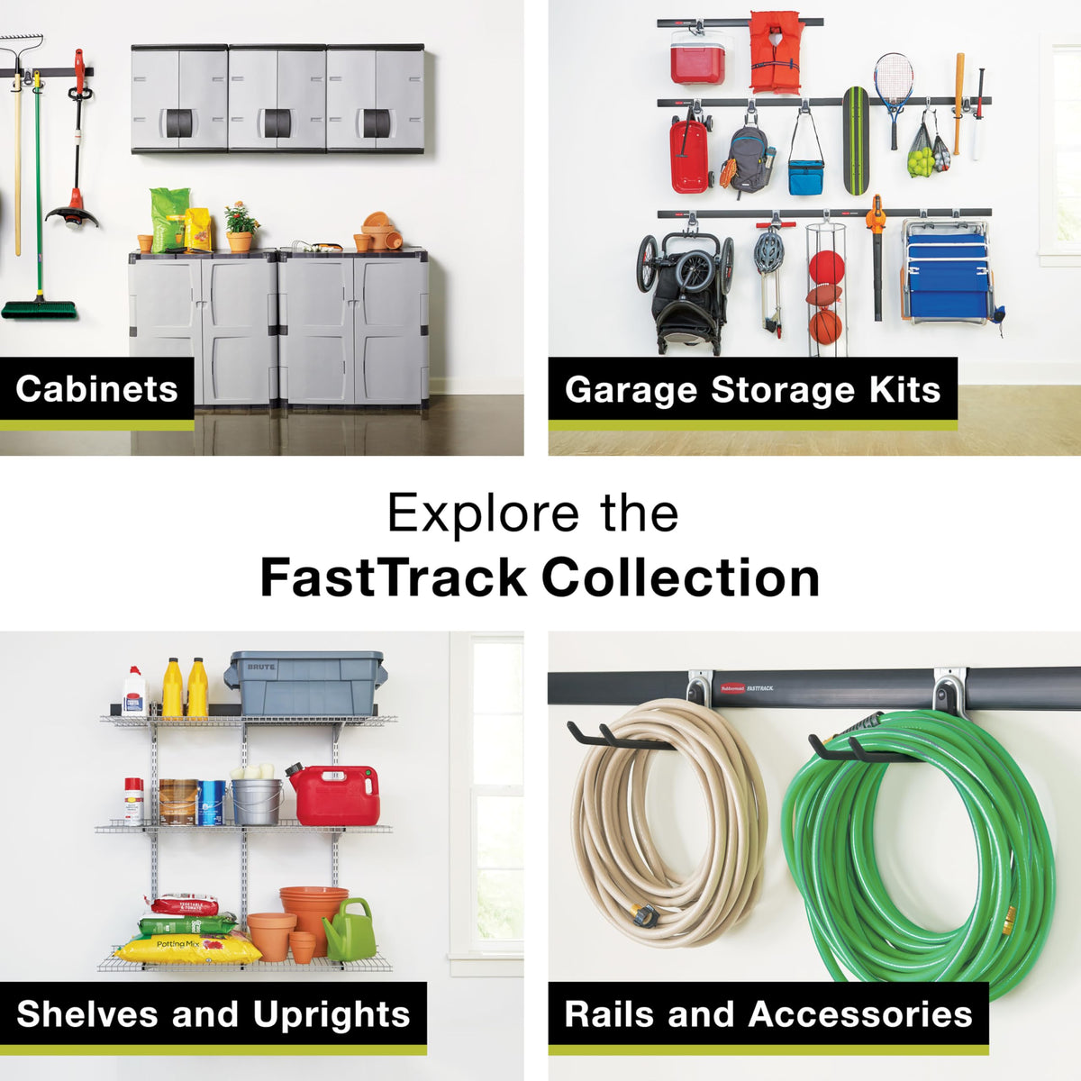 Rubbermaid Fasttrack Rail Storage 48"x16" 3-Shelf Kit, 350 lbs. Per Shelf, for Home/Garage/Shed/Workshop Organization
