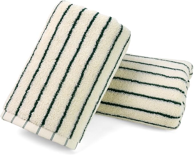 Jacquotha Green Striped Hand Towels