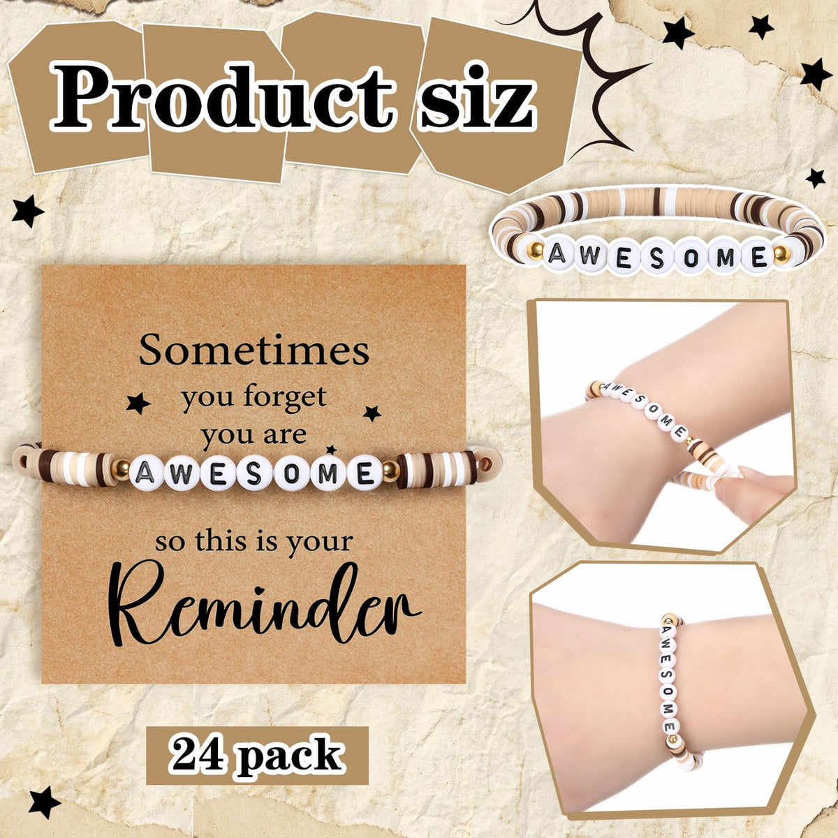 Huquary 24 Set Employee Appreciation Bracelets Team Gift Bulk Sometimes You Forget You Are Awesome Bracelets with Card Motivational Party Favor for Coworker Teacher Doctor Nurse Social Worker Gift
