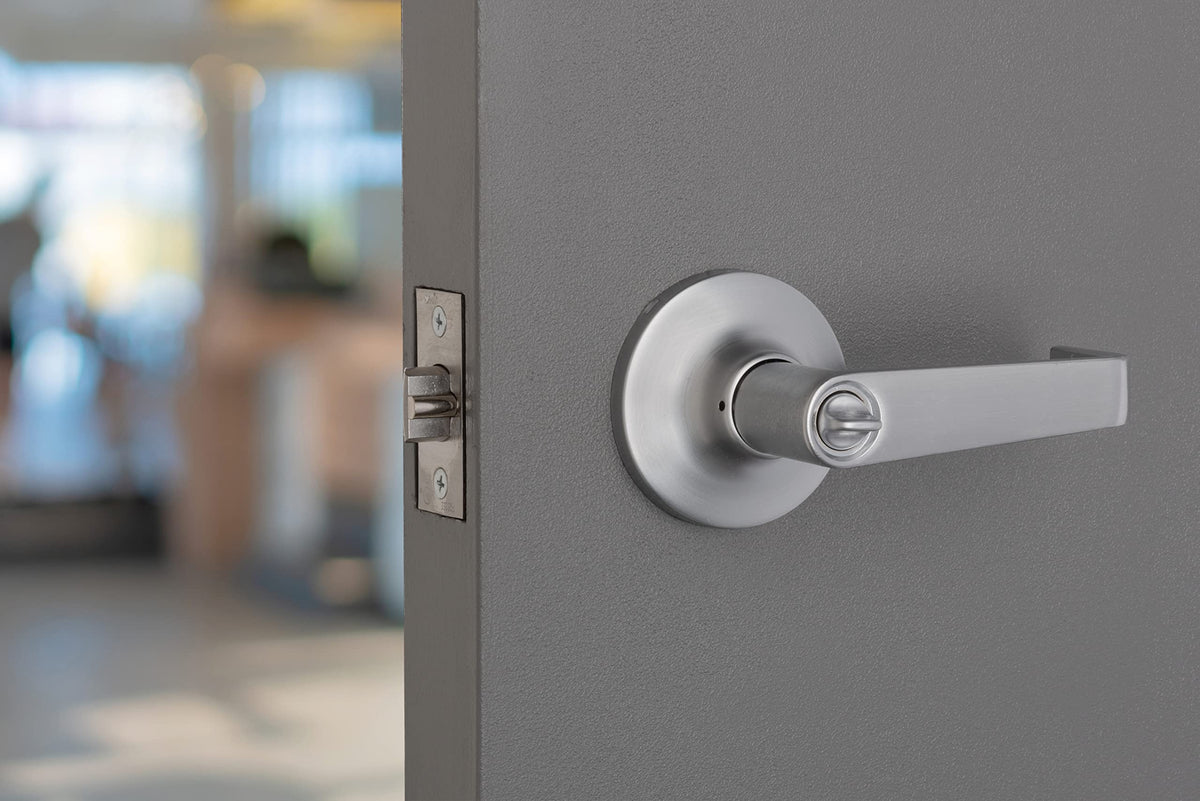 BRINKS Commercial - 4 Pack Light Duty Keyed Door Entry Lever, Satin Chrome Finish - Meets ANSI Grade 2 Standards and is ADA Compliant
