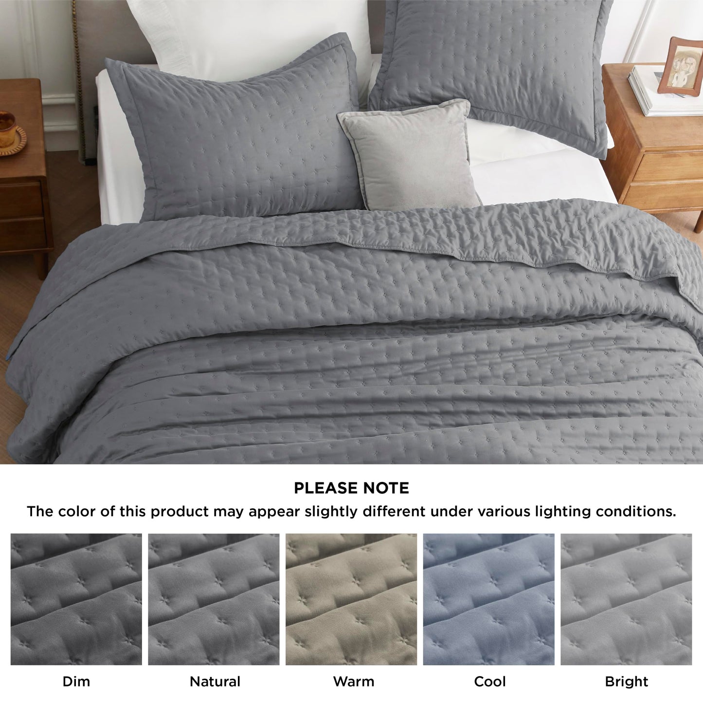 Bedsure Quilts Queen Size - Grey Bedspread Queen Size & Lightweight Comforter, Modern Coverlet with Clover Pattern, Ultra Soft All-Season Bedding, 90 x 96 Inches