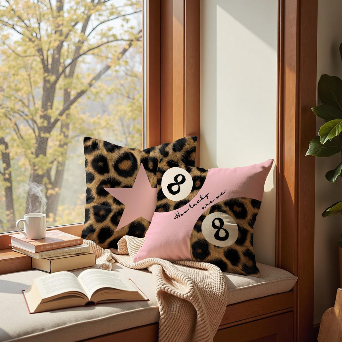 Xiyurlk Cheetah Leopard Lover Gifts for Women,Preppy Star Lucky 8 Ball,Cheetah Leopard Print Room Decor Pillow Cover 18x18 Set of 2,Coquette Preppy Pillow Covers for Girls Room Dorm Apartment Decor(6)