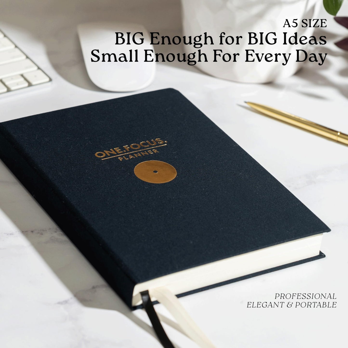 Daily Focus Planner: 90-Day Undated Goal Journal, Vision Mapping, Mindfulness, Monthly, Weekly, Daily Goal Setting, Gratitude, Habit Tracking, Gift for Professionals, Neurodivergent Adults, Productivity, A5, Black