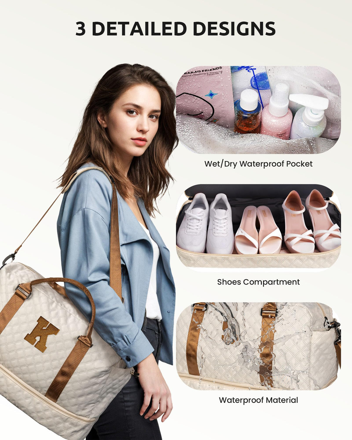 Vogewood Mom Gifts-Women Birthday Gifts-Gifts for Teenage Girls-Personalized Duffle Bag with Shoe Compartment, Kids Overnight Bag,Travel Weekend Bag, Gift for Women Friend Niece Birthday (Letter A)