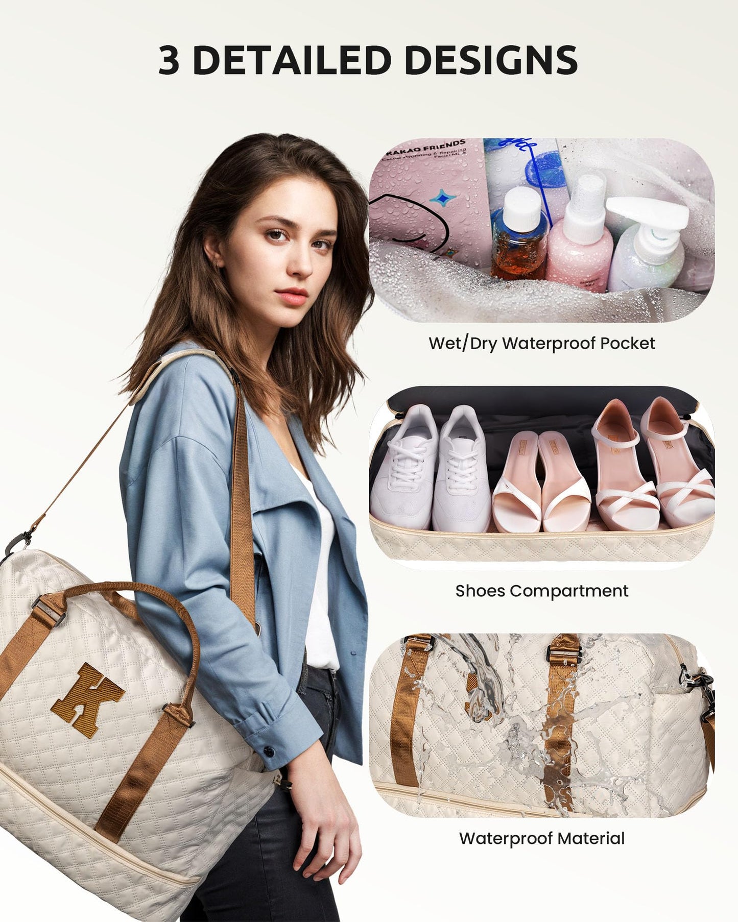 Vogewood Mom Gifts-Women Birthday Gifts-Gifts for Teenage Girls-Personalized Duffle Bag with Shoe Compartment, Kids Overnight Bag,Travel Weekend Bag, Gift for Women Friend Niece Birthday (Letter A)
