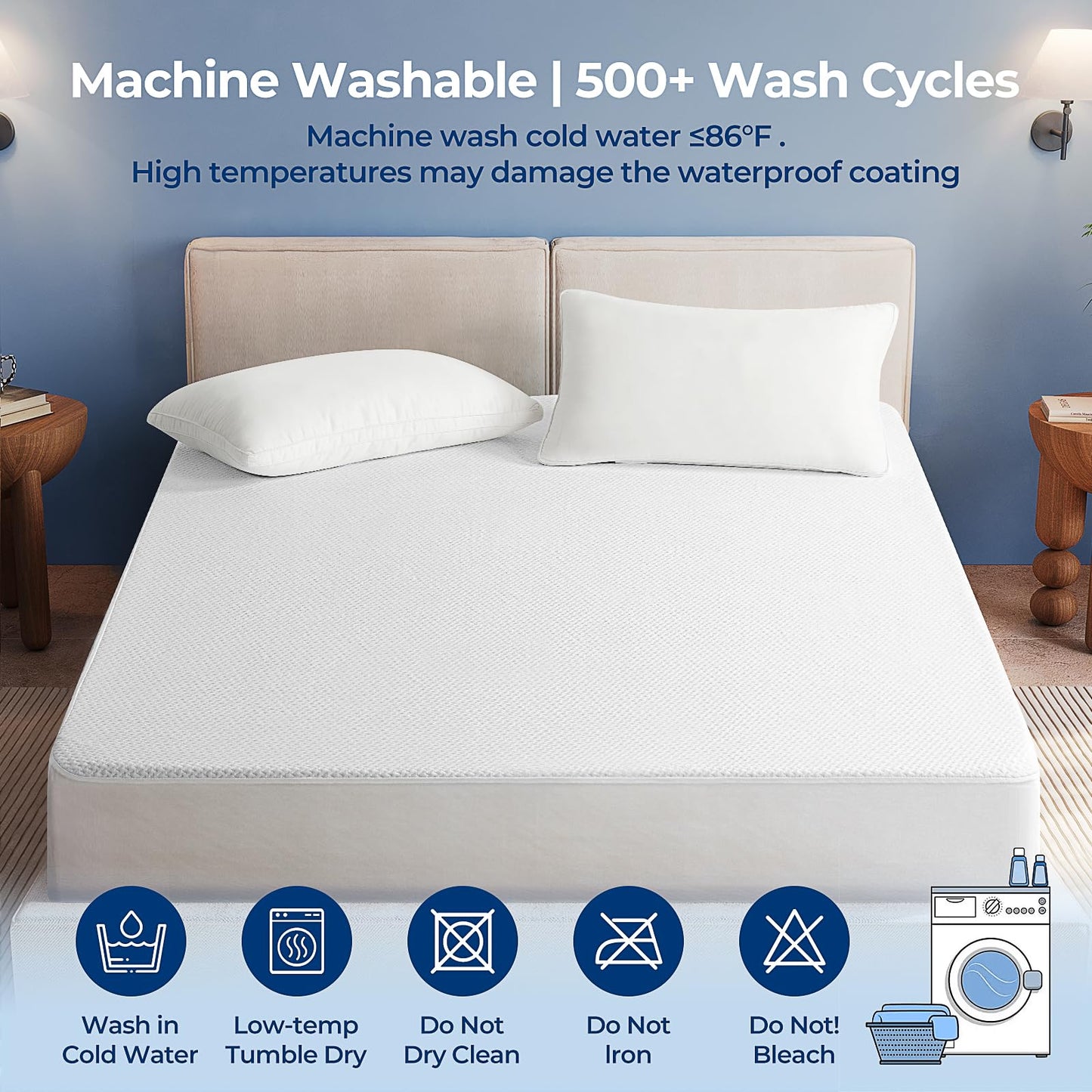 TASTELIFE Waterproof Mattress Protector Twin XL Size, 3D Air Fabric Breathable Mattress Cover with Deep Pocket Fitted Up to 8”-21”, Soft Noiseless Washable Bed Mattress Pad for Comfort & Protection