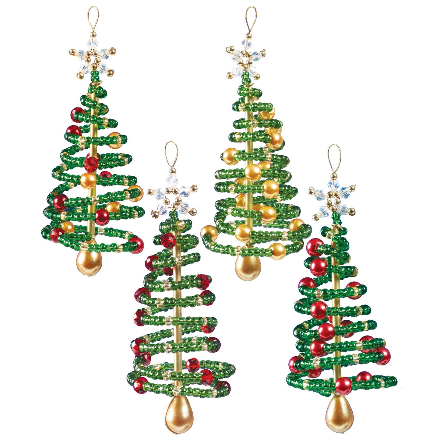 Solid Oak Beaded Ornament KIT, Christmas Tree Makes 4 (NCO24)