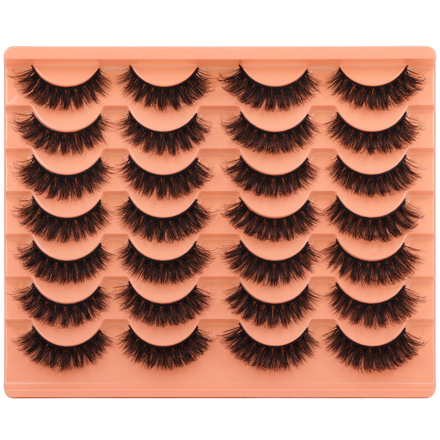 Short Lashes Natural Look False Eyelashes Thick Volume Faux Mink Lashes Pack Wispy Strip Fake Eyelashes Cat Eye Lashes that Look Like Extensions 14 Pairs
