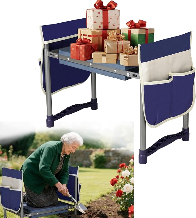 Luvenia Garden Kneeler and Seat,Foldable Garden Stool 10.8" Wider Heavy Duty 2-in-1 Kneeling Pad,Bench Kneeler and Seat Gardening Gifts for Women,Men,Seniors,Grandparents