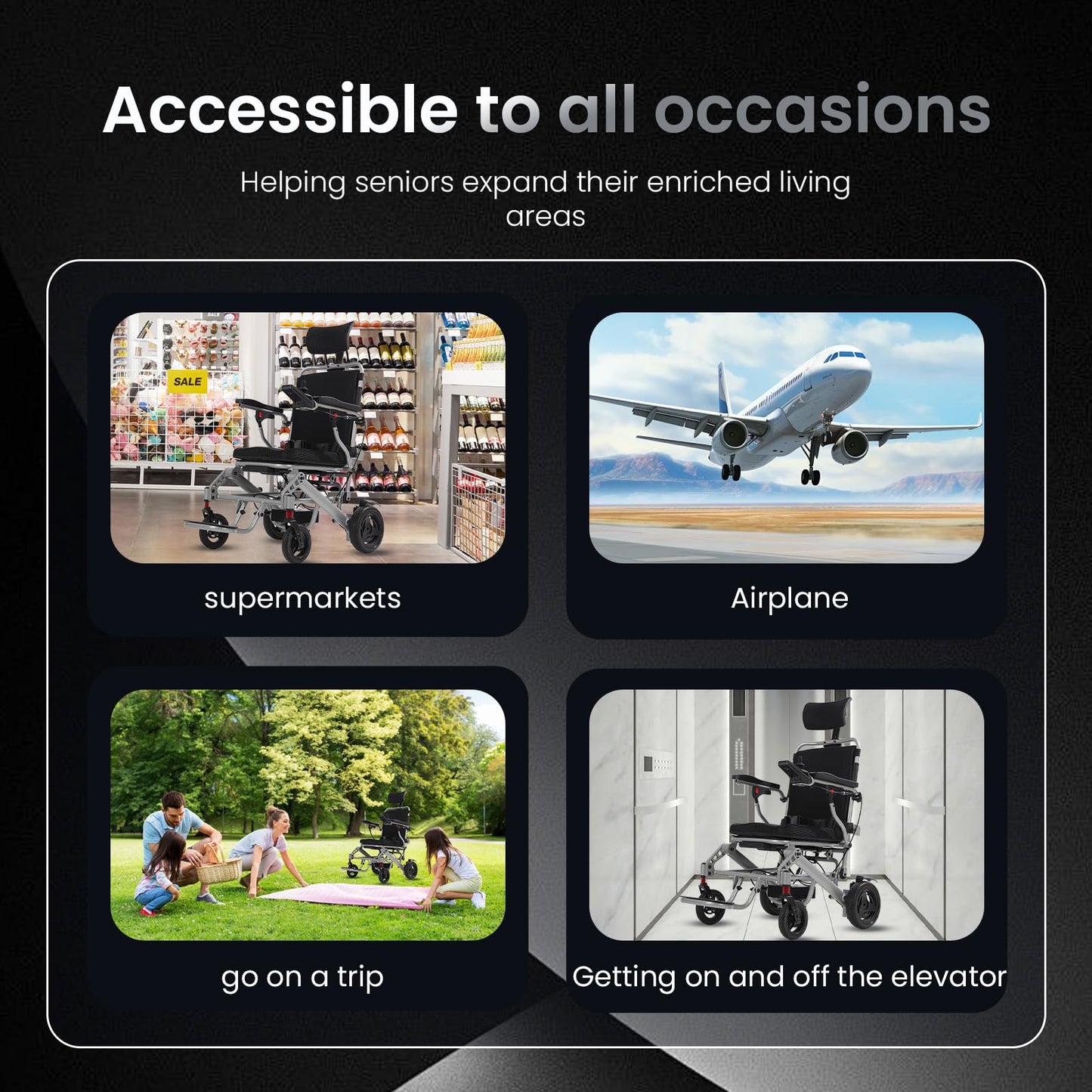 2026 New Reclining Electric Wheelchair for Adults, 30+ Miles Long Travel Range All Terrain Power Wheelchair with 2 Li-ion Battery, Lightweight Foldable Motorized Wheel Chair, with Headrest, Telescopic