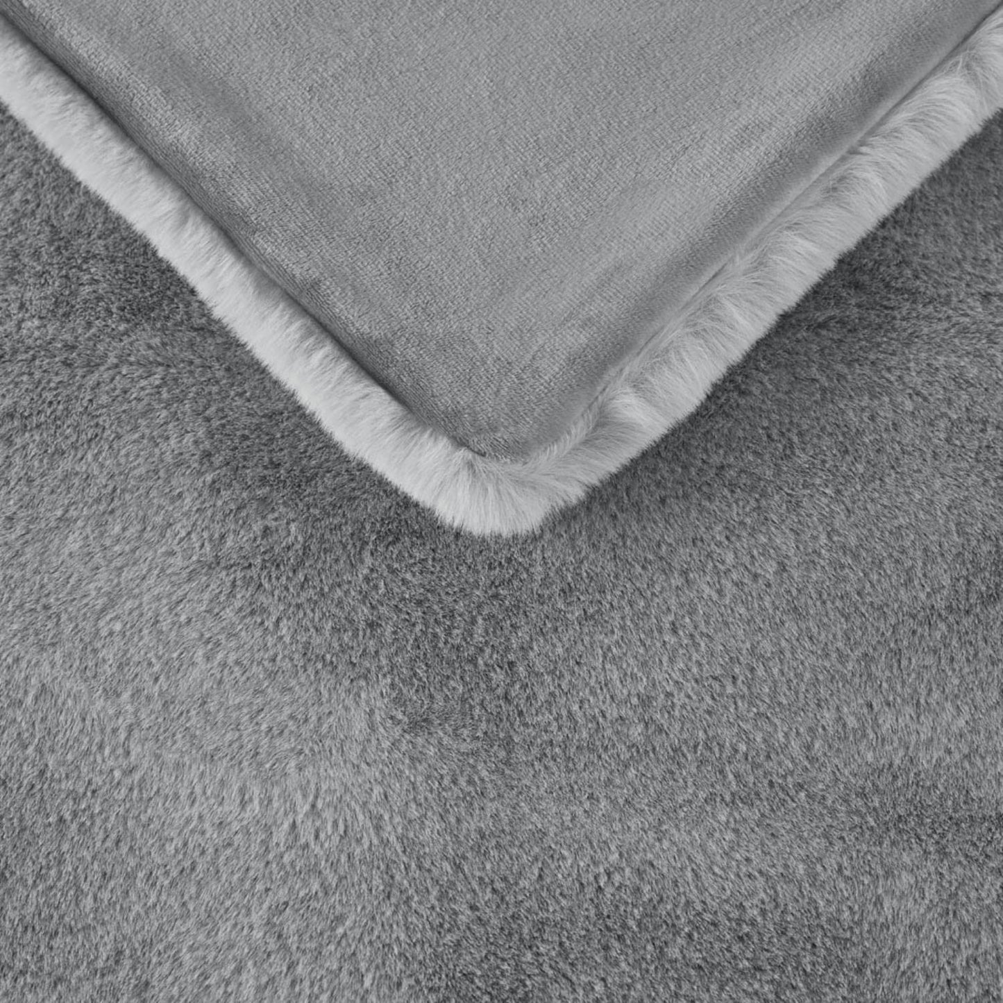 Madison Park Reversible Faux Fur Throw Blanket for Winter, Premium Warm Fuzzy Cover, Luxuriously Soft Velvet Texture Reverse, Cozy for Lounging on Couch, Sofa Ideal for Home Office, 50x60 Grey