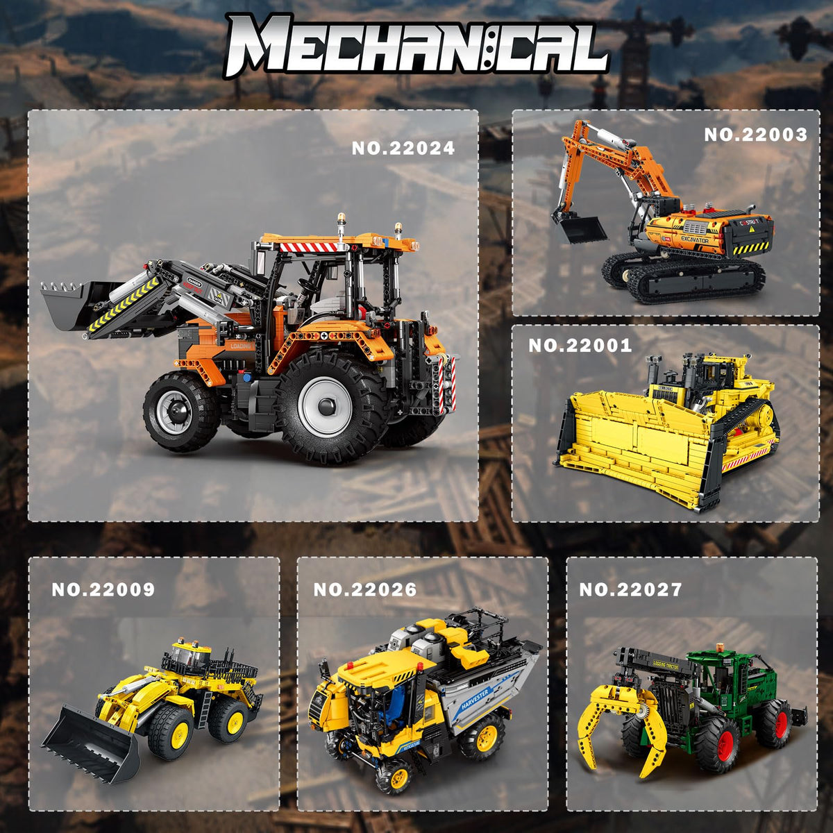 Reobrix Loading Tractor Building Blocks Sets for Adults Remote Control Bulldozer Building Model Kit, Excavator Engineering Building Toys for Adult (22024)
