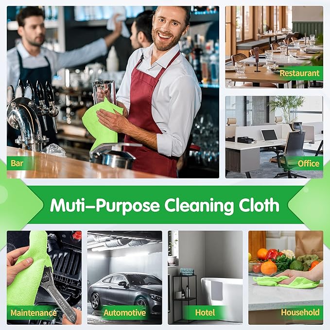 FIXSMITH Sage Green Microfiber Cleaning Cloth -Pack of 8, Highly Absorbent