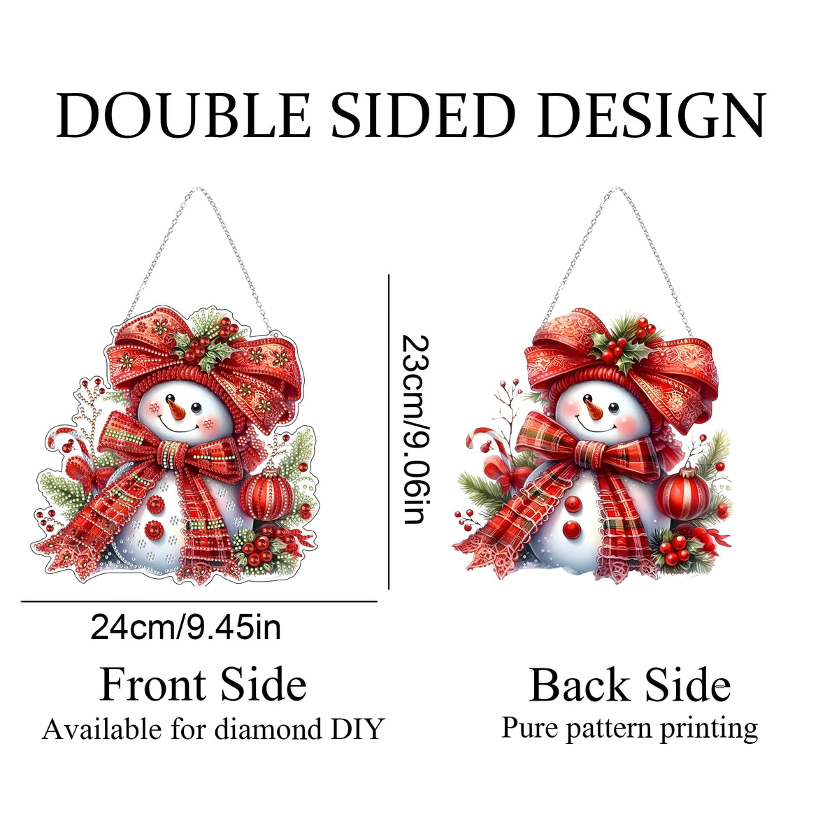 Diamond Art Hanging Kit for Adult,Special Shaped Rhinestone,DIY Acrylic Diamond Art Painting Window Pendants Home Garden Wall Hanging Kits Hanging Ornament,Double Sided. (Christmas Snowman)