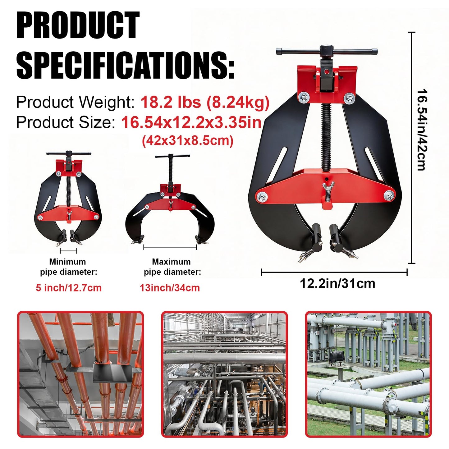 Alwalkee 5" to 13" Heavy Duty Pipe Alignment Clamp, Professional Welding Clamp with Quick Release