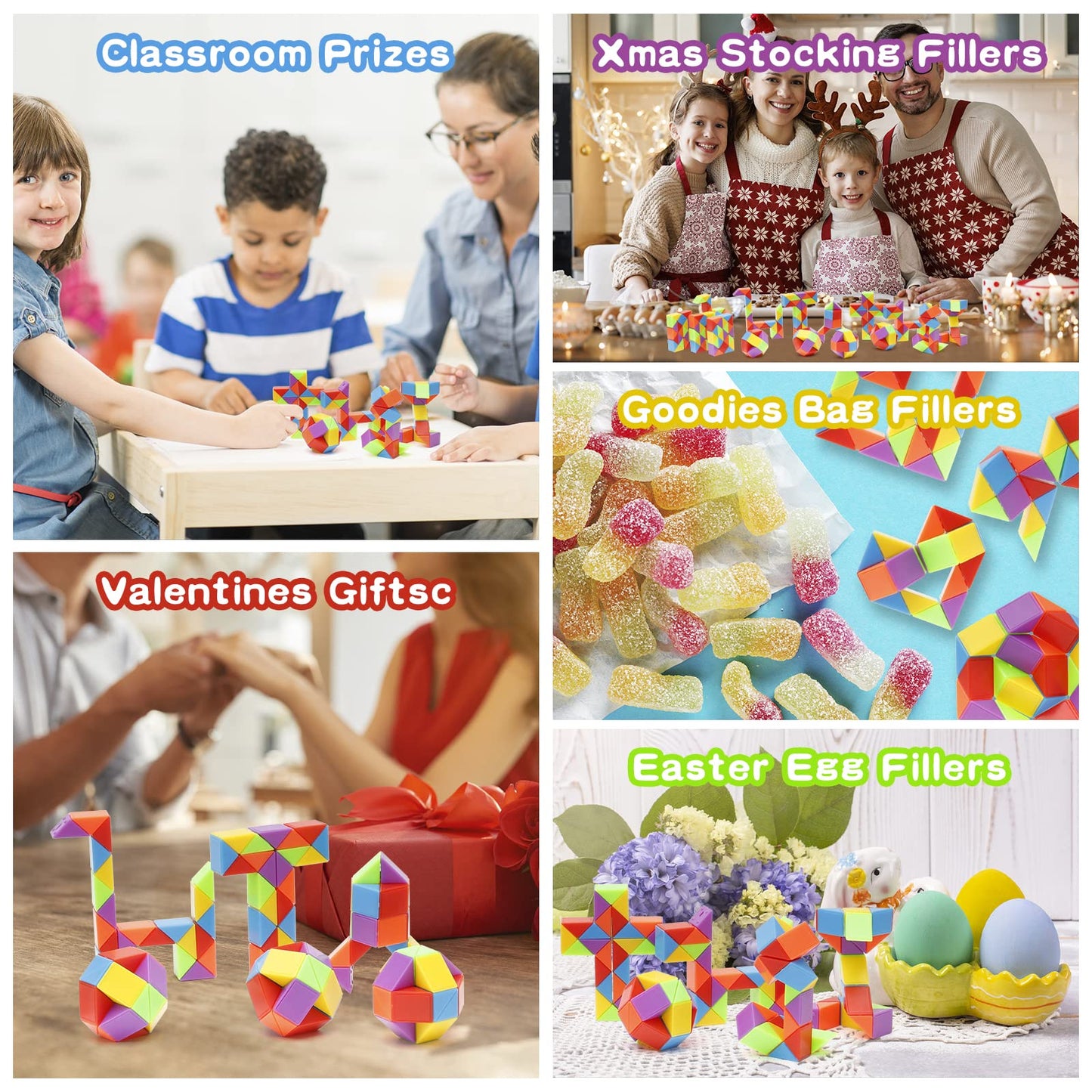 Ganowo 30 Pack Mini Snake Cube Fidget Toys Goodie Bag Stuffers for Kids, Treasure Box Toys for Classroom, Twist Puzzle for Party Favors, Birthday, Back to School Gifts, Stocking Stuffers for Kids