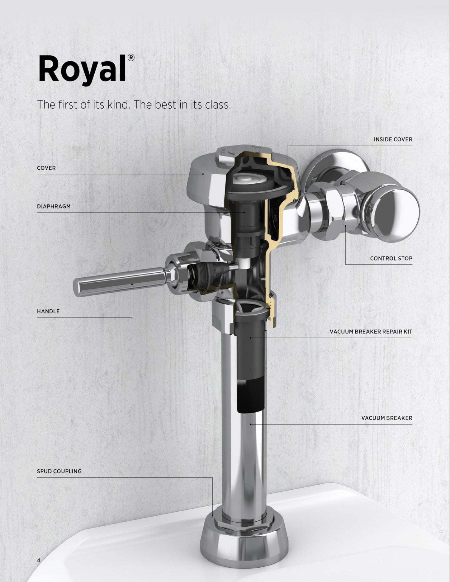 Sloan Royal 111 Exposed Sensor Water Closet Flushometer with Battery Powered Side Mount Sensor Operator, 1.28 GPF Flush Valve - Single Flush, Fixture Connection Top Spud, Polished Chrome, 3910022