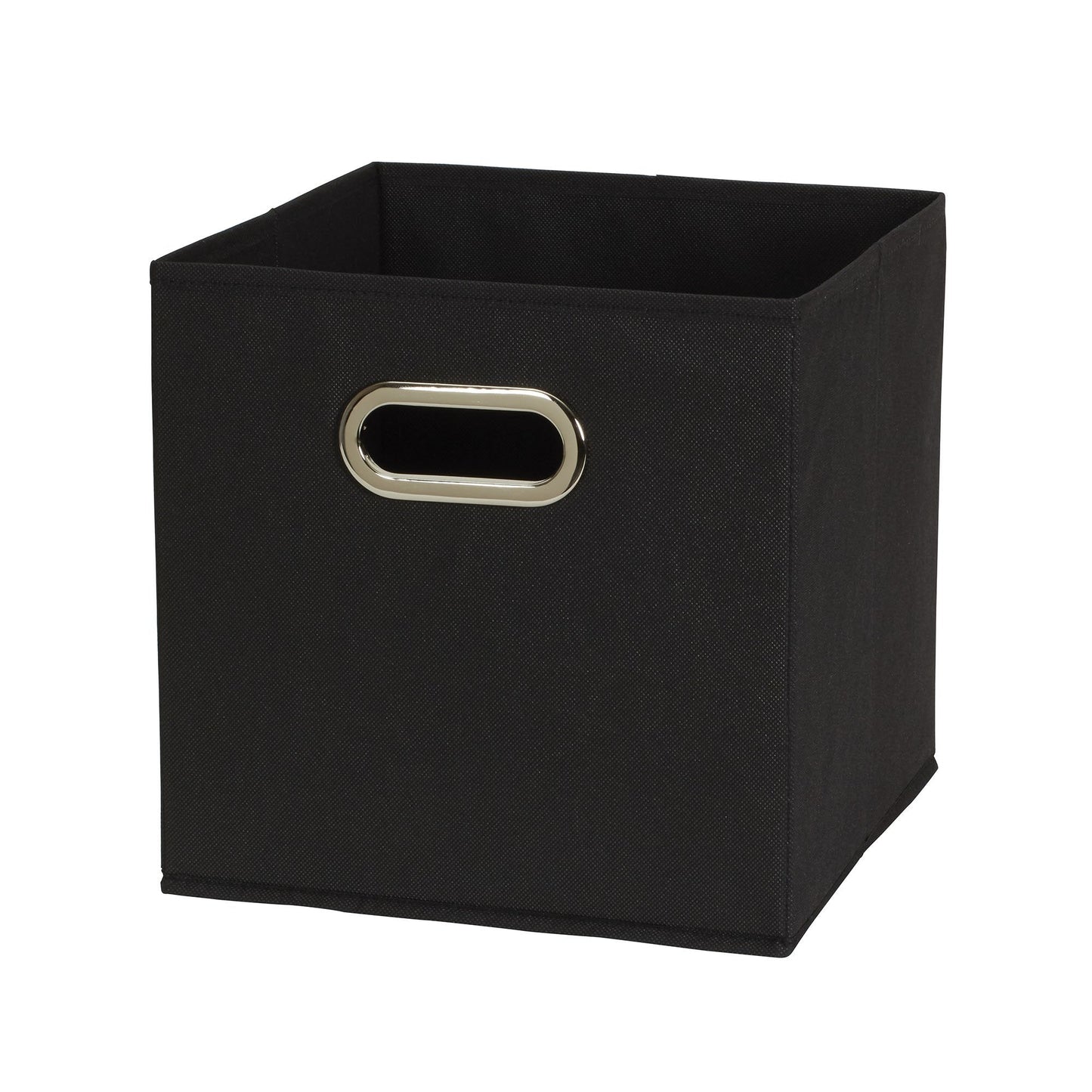 Household Essentials Foldable Fabric Storage Bins 6 Piece Set, Strong Poly-Woven Fabric, Sturdy Chipboard Sides, Grommet Front Handle, Stackable, Classic Design, Black