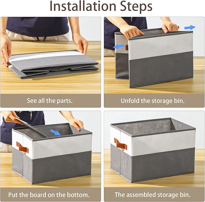 8 Pack Large Storage Bins with Handle, Collapsible Storage Basket