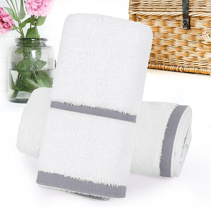 PiccoCasa Set of 2, 750 GSM Luxury White Hand Towels