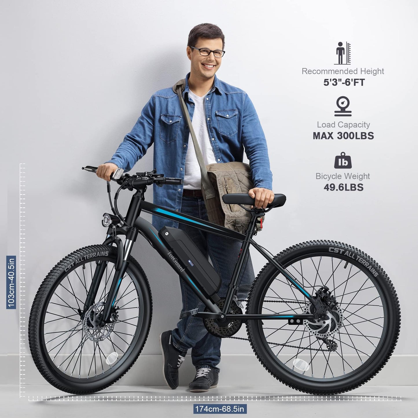 TotGuard Electric Bike for Adults, 27.5" Electric Bike 500W Ebike 19.8MPH Adult Electric Bicycles Electric Mountain Bike, 48V 499WH Removable Lithium Battery, 21S Gears,Lockable Suspension Fork