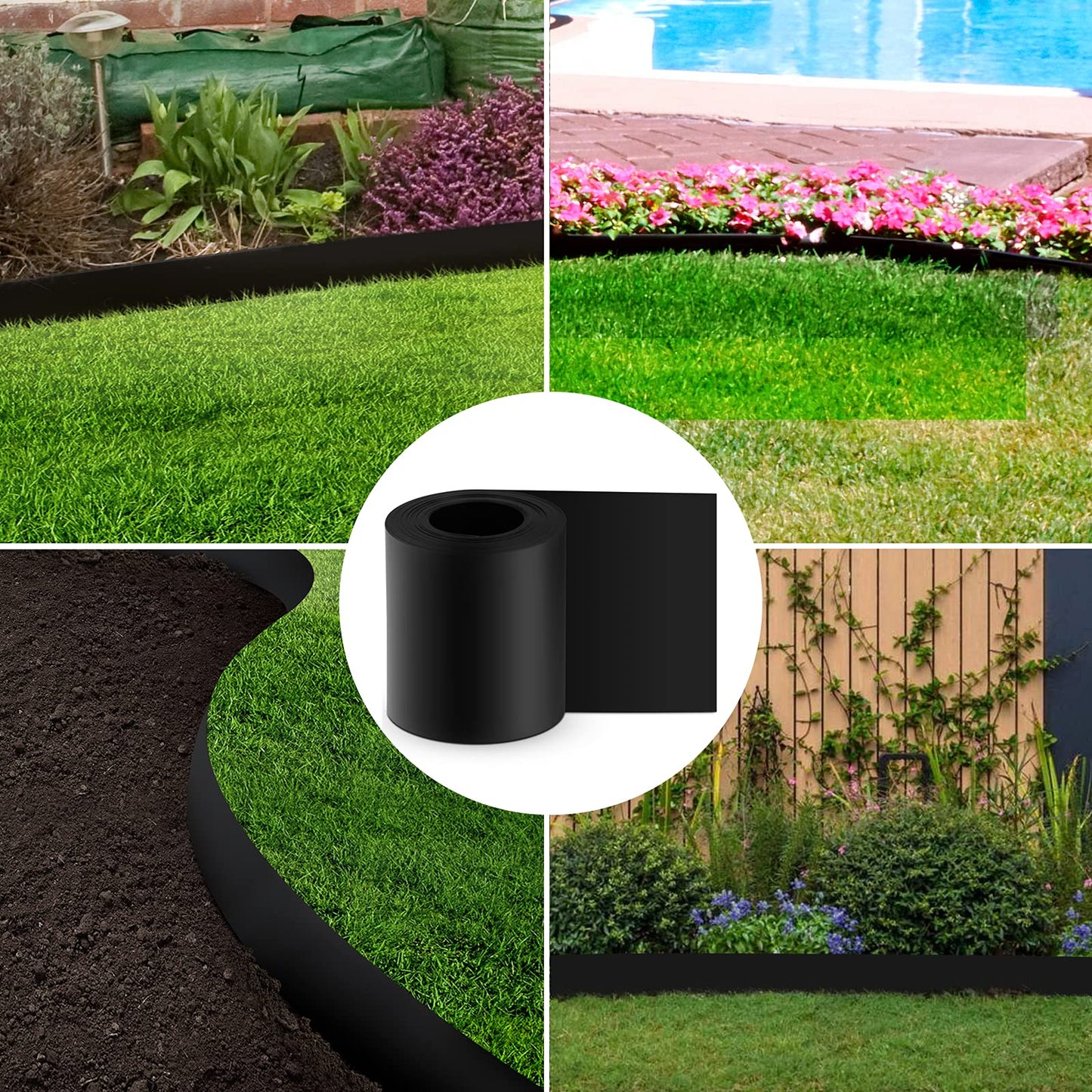 12 Gauge 60 Feet Grass Weed Barrier Landscape Edging 10 inch Depth Flexible Border Roll Lawn Landscape Garden Edging for Backyard Driveway Path Sidewalk