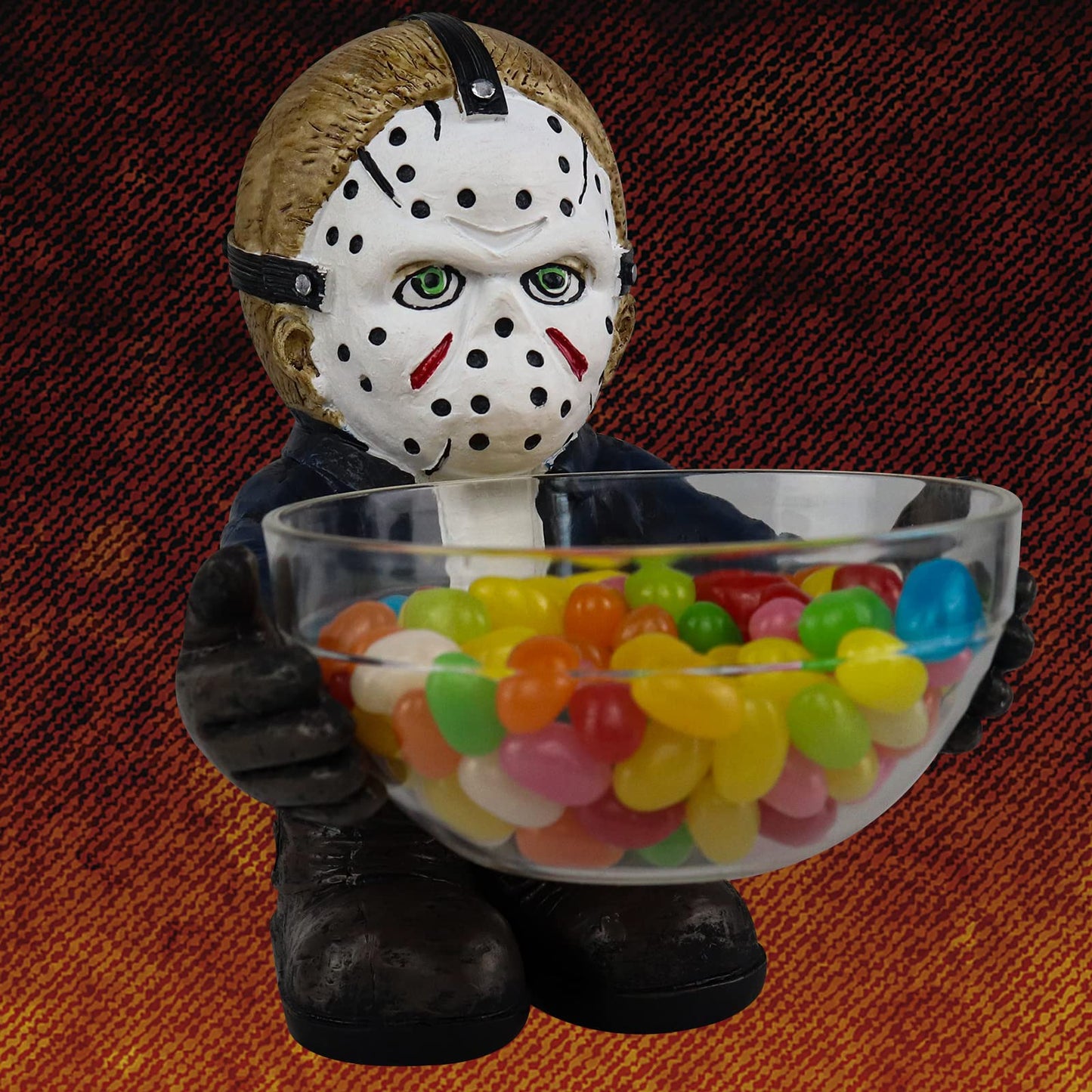 Halloween Candy Bowl Holder Horror Movie Gnomes Scary Candy Dish Stand Decorations (Resin) (B)