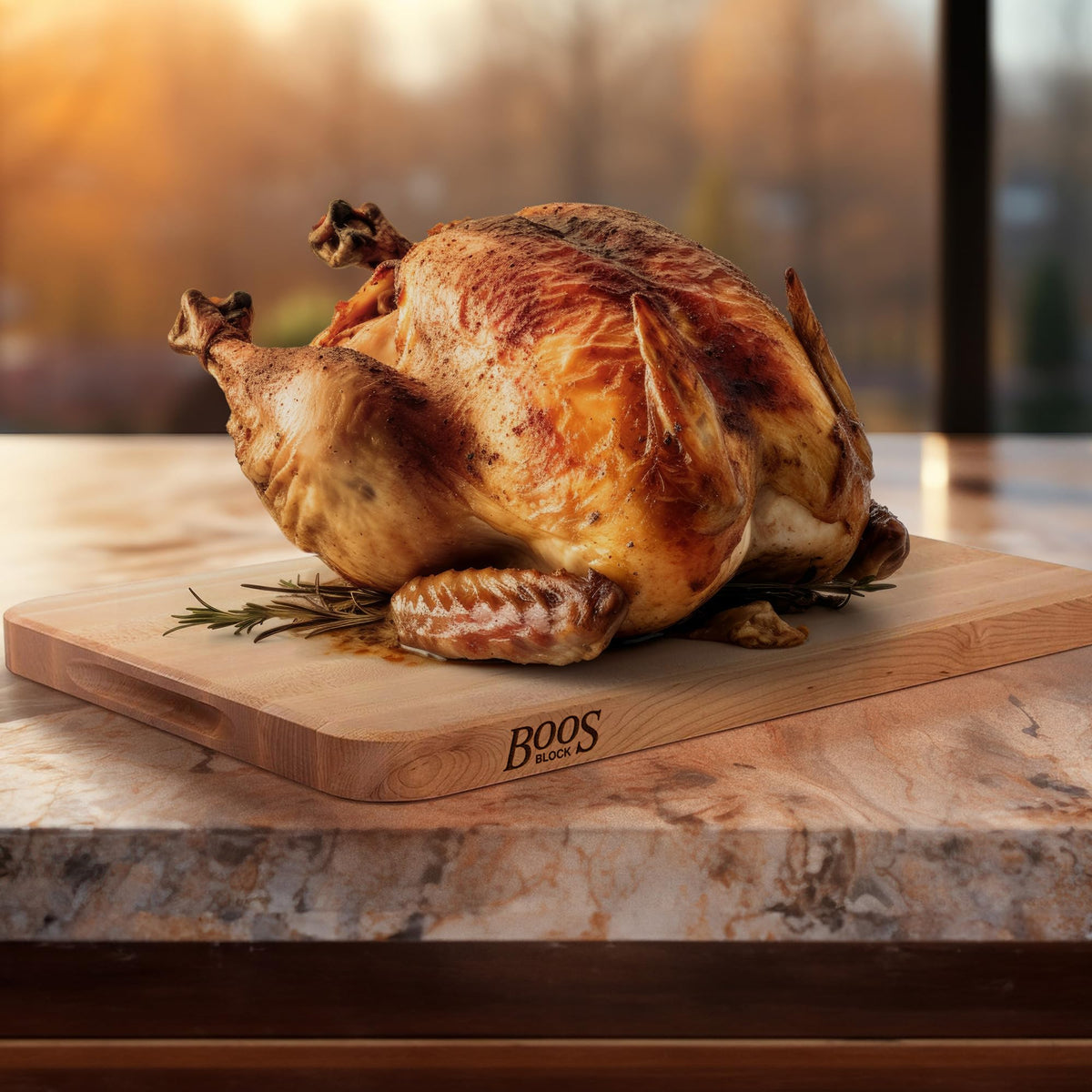 John Boos Chop-N-Slice Series Rectangular Wooden Maple Cutting Board 18”x12” – 1.25” Thick, 8-lb Reversible Butcher Block with Eased Corners, Edge-Grain & Finger Grips – Made in the USA