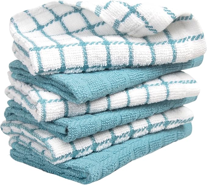 Bumble Premium Cotton Dish Cloths 12" x 12"| Aqua Design | 405 GSM | Highly