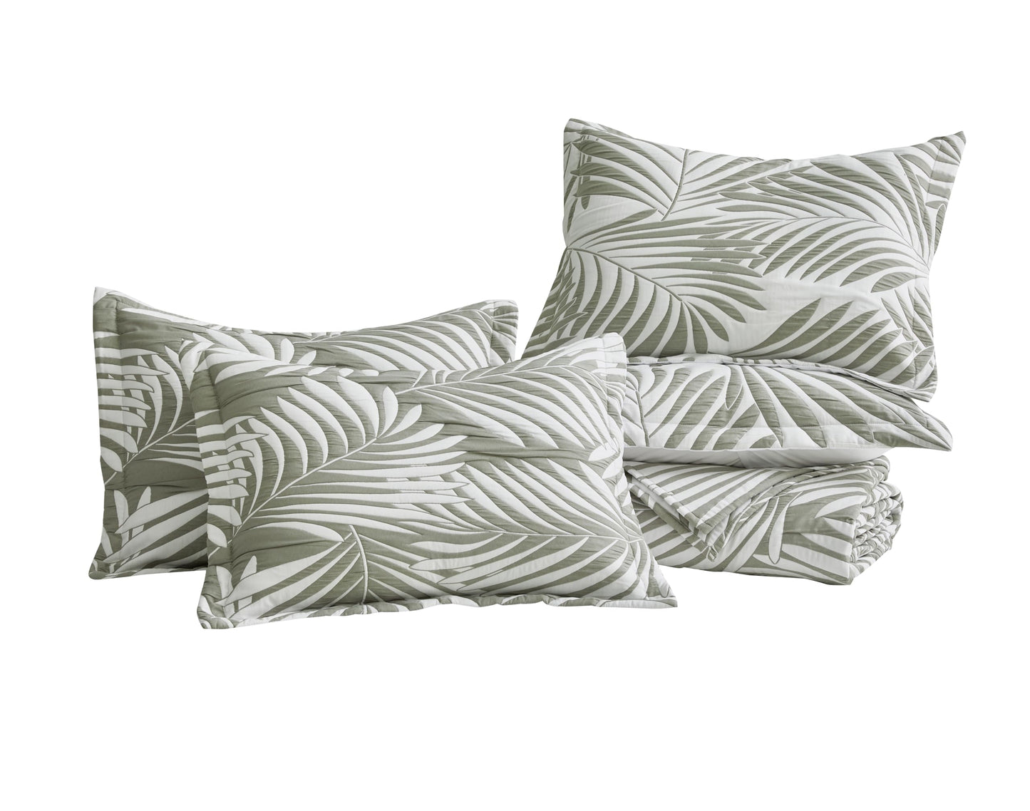 Chezmoi Collection Oversized Bedspread 100x106, Jacquard Matelasse Leaf Damask Design, 5-Piece Lightweight Reversible Microfiber Bedding Coverlet Set for All Season, Queen, Platinum Gray/White