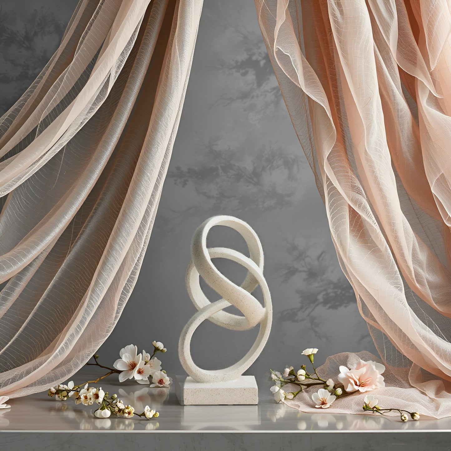 LAIKEARTS 10" Modern Abstract Ribbon Decorative Sculpture, Knot Sculptures,Home Decor,Coffee Table Statues,Dining Living Room Desk Decor(White)