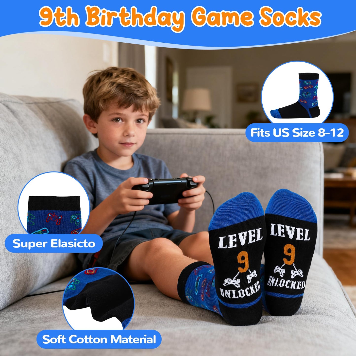 Splandiant 9 Year Old Boy Birthday Gift Ideas, Funny Gamer Birthday Gift Set for 9th Boys, Nine Years Old Gamepad Gifts Ideas for Boys Son Grandson Nephew Friend Video Game Lovers