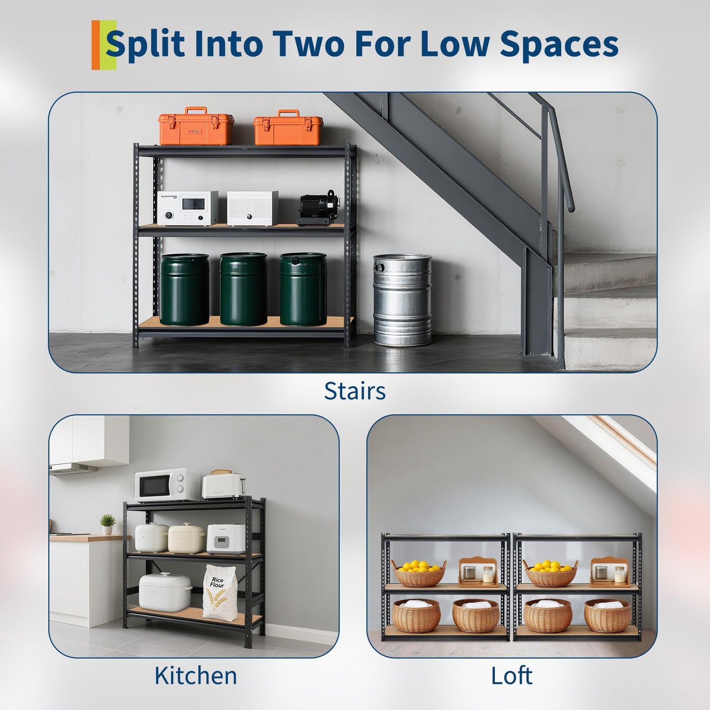 Heavy Duty Storage Shelving Racks, 5-Tier Adjustable Metal Garage Storage Shelves, 2500 LBS Capacity, 48" W x 24" D x 72" H Muscle Racks for Garage, Basement, Kitchen Pantry, Laundry Room