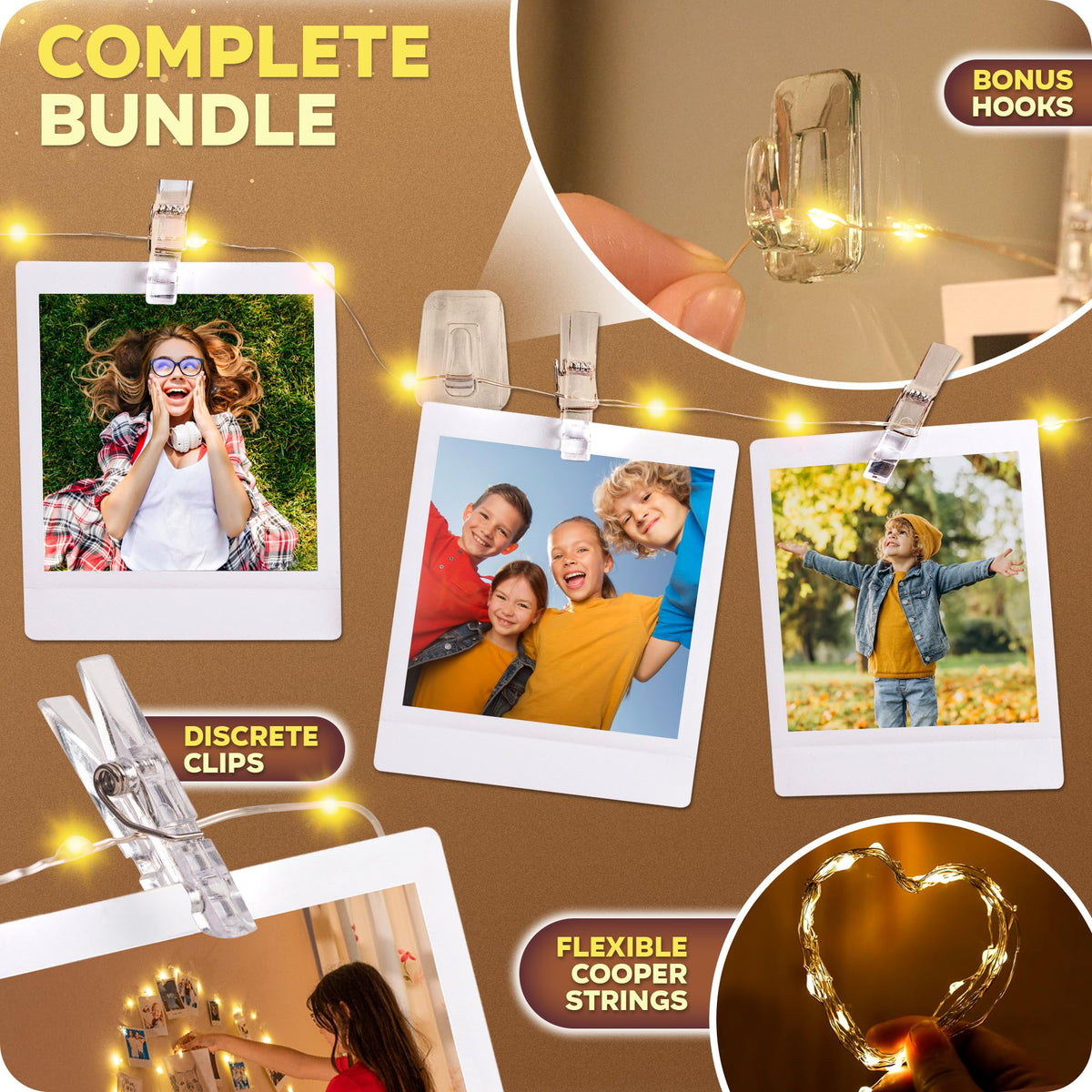 Mind-Glowing Photo Clips String Light - Warm White Fairy Lights with Clips for Hanging Pictures - Teen Girl Room Decor, Trendy Stuff - Birthday Gift for Any Year Old Tween Girls (50 LED, 16.4 ft)