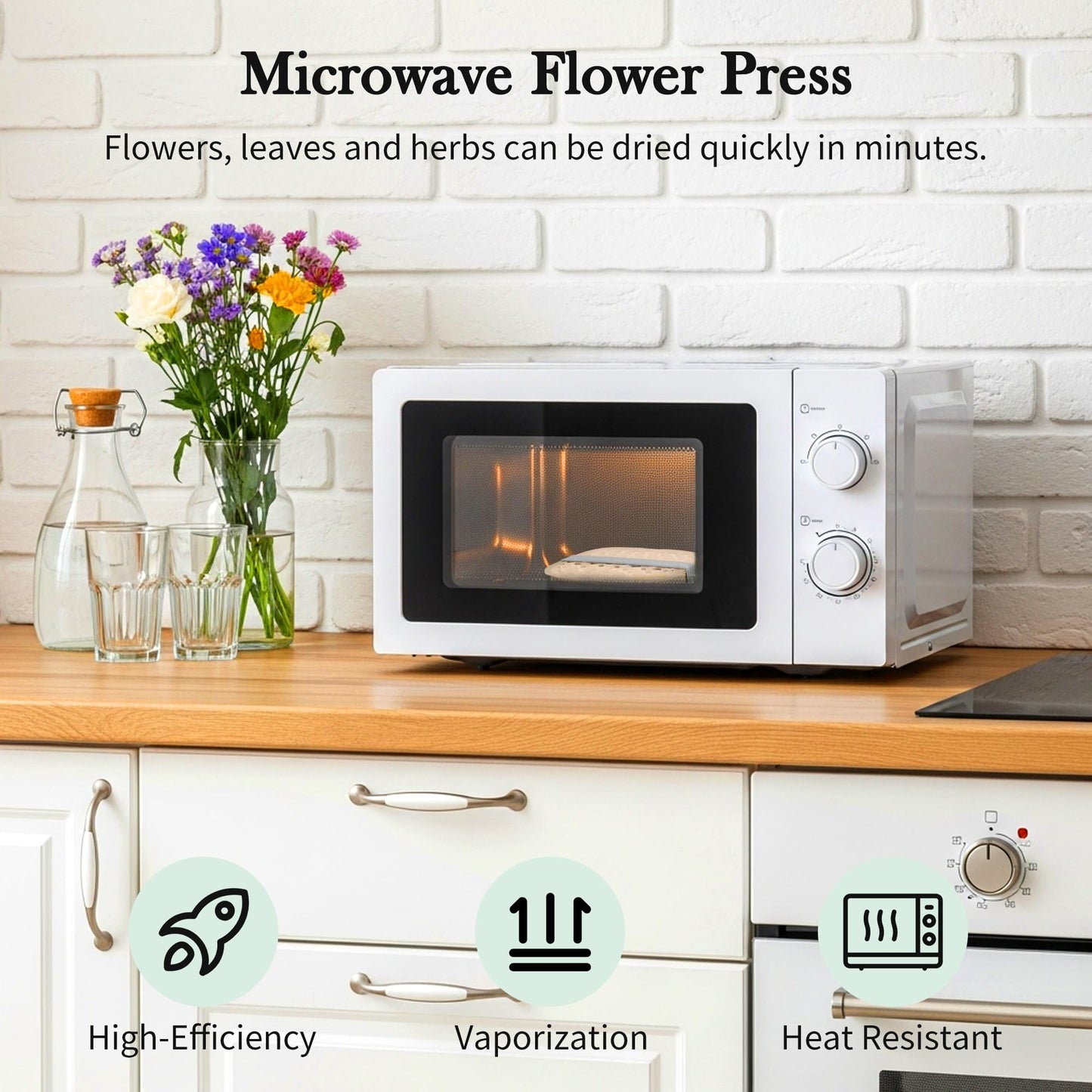 Aboofx Microwave Flower Press Kit, 6.3 x 6.3 inch(16x16cm) Quick Drying Flowers Pressing Kit, Flower Press for Adults, Pressed Flowers Plant Wedding Bouquet Preservation for DIY Arts Crafts Lovers