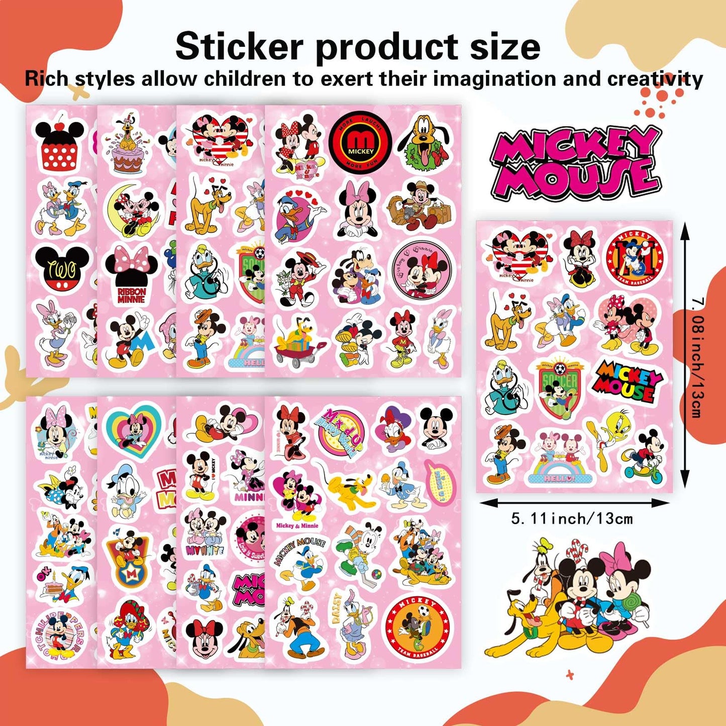 Mouse Stickers, Scrapbooking, 32 Different Sheets, Teacher Reward Stickers Prizes, Mouse Themed Birthday Party Favors Supplies (32 Pack),Recommended Age 18 (A)