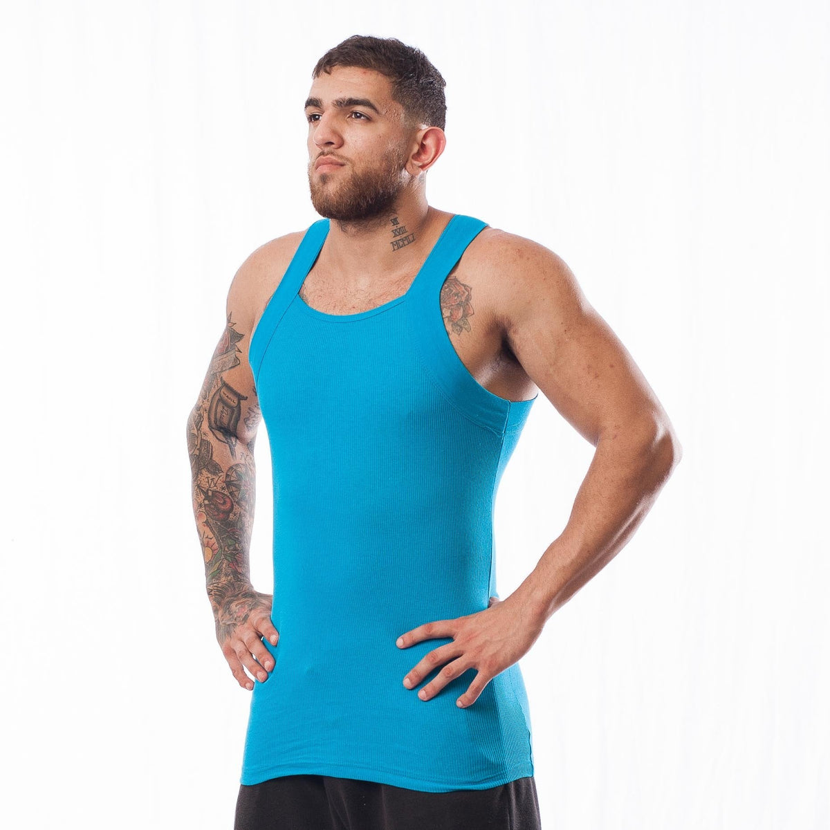 Different Touch Men's G-Unit Style Tank Tops Square Cut Muscle Ribbed Underwear Shirts (M, 6 Pack (Assorted))