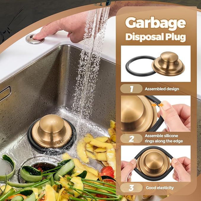 Mudder 3 Pcs Kitchen Sink Drain Strainer and Stopper Stainless Steel Garbage