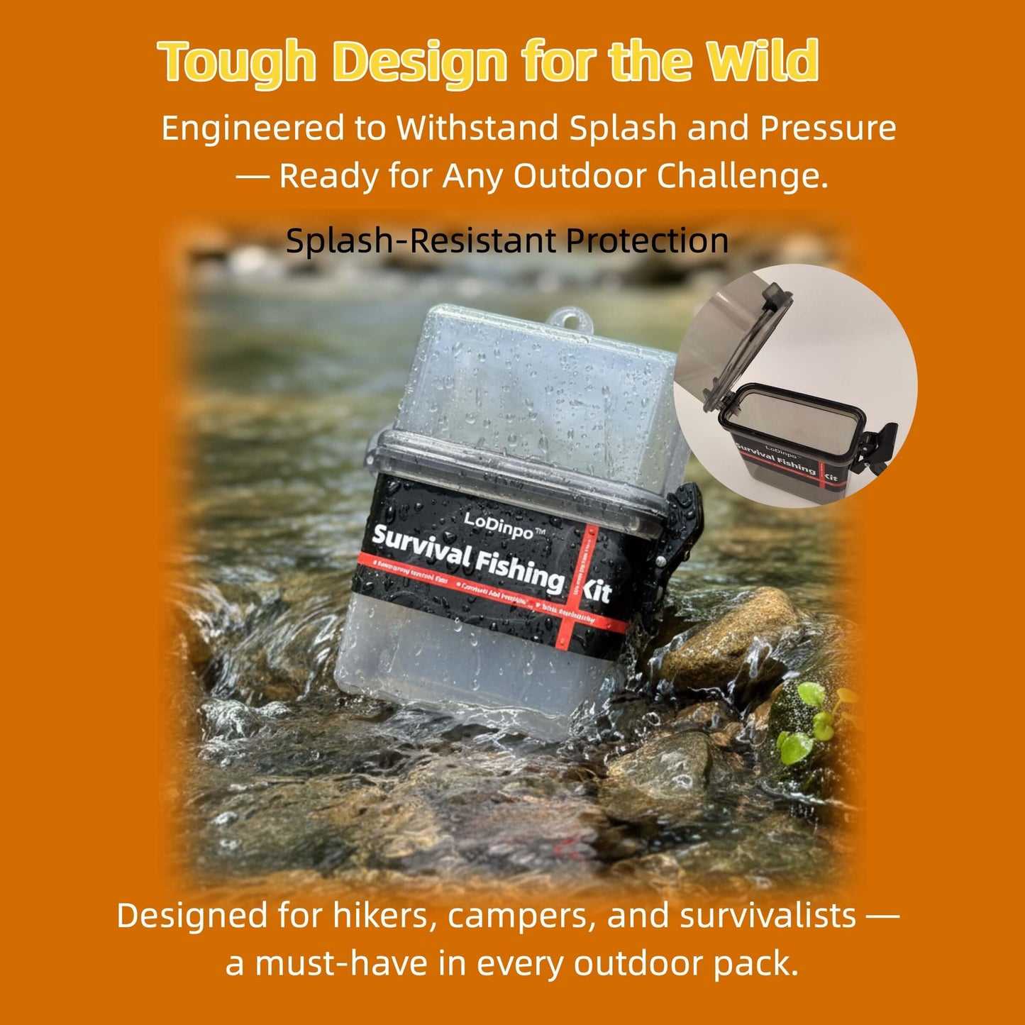 LoDinpo Mini Survival Fishing Kit, Compact Emergency Fishing Gear Box, Pocket Fishing Tackle Set for Travel & Outdoor Use Grey